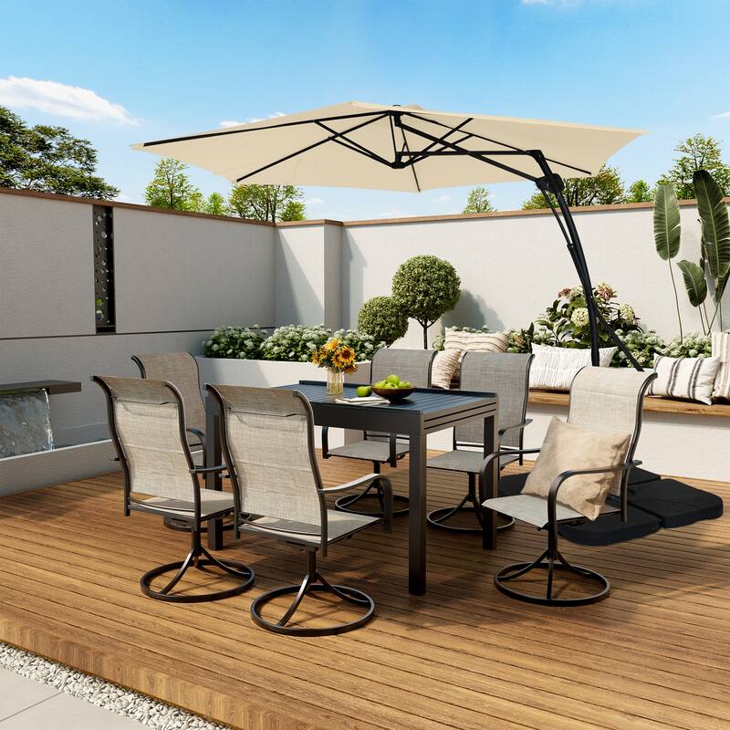 Clihome 10ft Outdoor Patio Cantilever Umbrella with Stand