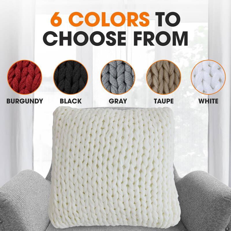Cheer Collection Chunky Cable Knit 18"x18" Decorative Couch Throw Pillow