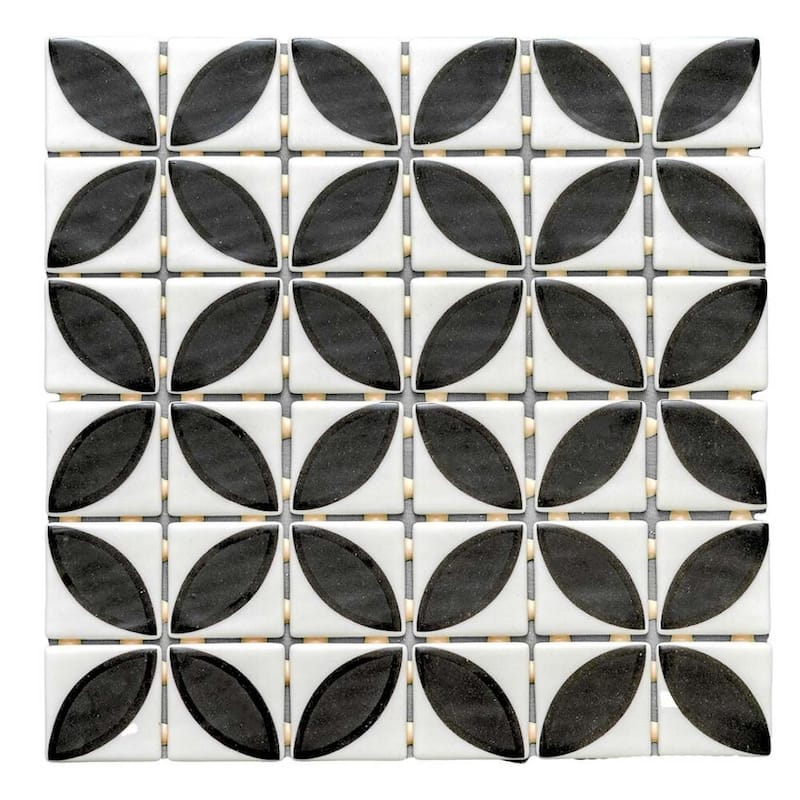 Eterna Lily 2x2 Matte & Shiny Glass Floral Mosaic Tile - Floor, Wall, Backsplash