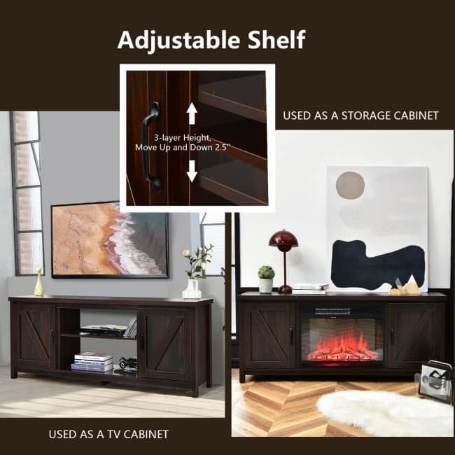 59 Inches TV Stand Media Console Center with Storage Cabinet - 59" x 16" x 25" (L x W x H)