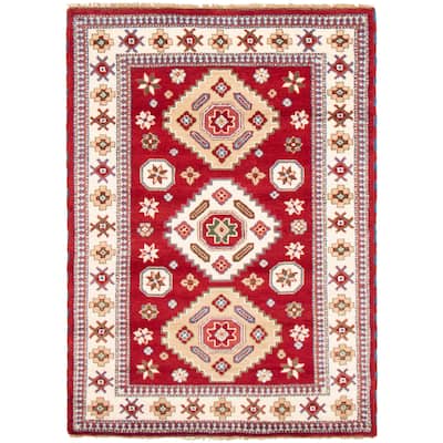 ECARPETGALLERY Hand-knotted Royal Kazak Red Wool Rug - 5'9 x 8'0