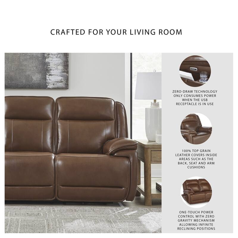 Signature Design by Ashley Healy Pier Brown Power Reclining Sofa - 89.25" W x 40" D x 42.25" H