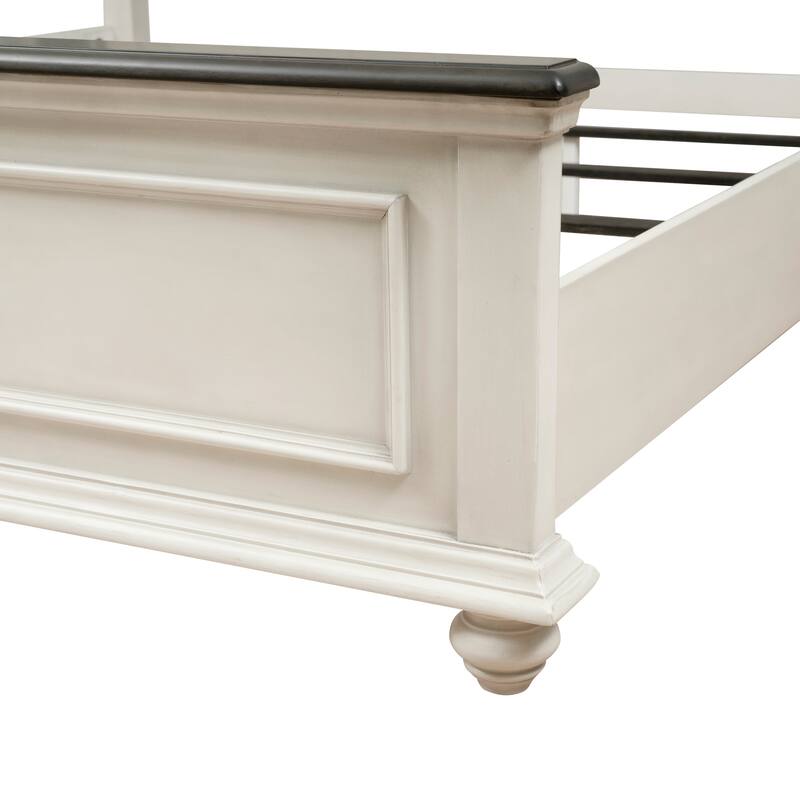 Linon Ellington Antique White and Brown King Bedroom Set