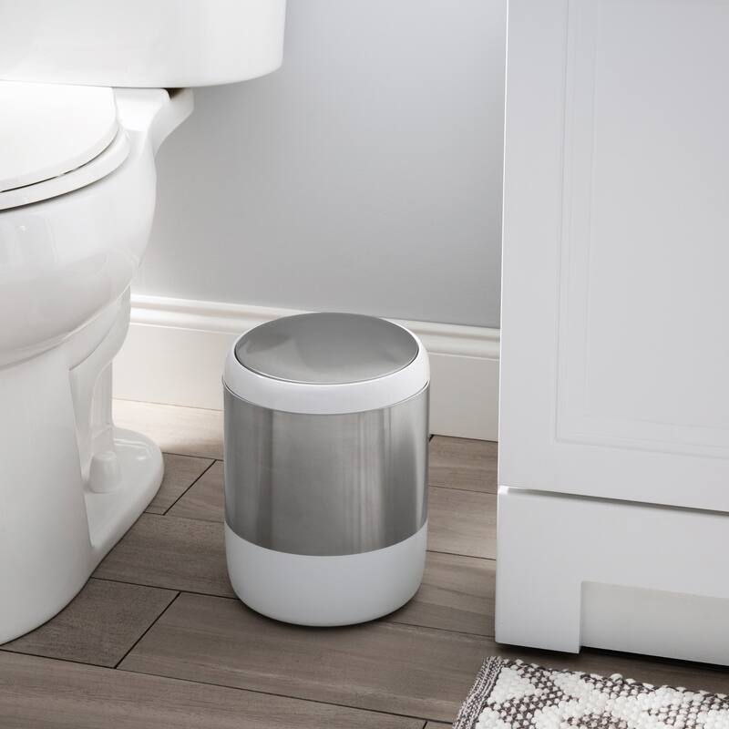 Bath Bliss Smooth Matte Stainless Steel Rotating Lid Waste Bin