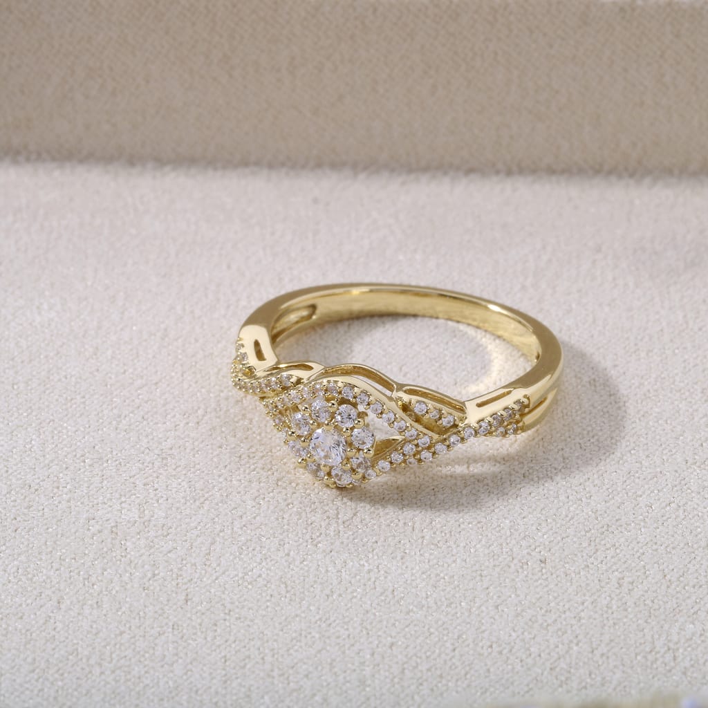 1/3ct TDW Diamond Cluster Engagement Ring in 10k Gold for Women