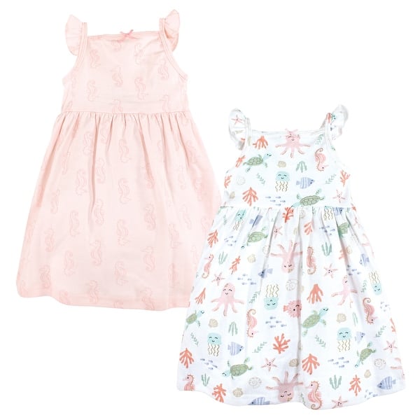 slide 1 of 1, Hudson Baby Baby Girl Cotton Dresses, Pastel Sea 0-3 Months - Pastel Sea