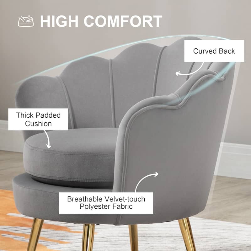 Velvet-touch Fabric Accent Chair - Grey