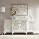 preview thumbnail 1 of 8, Madison Park Verona Cream Quatrefoil Dining Buffet Server Cream