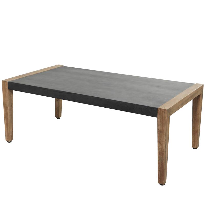 Dark Gray Wood Outdoor Table with Wood Legs
