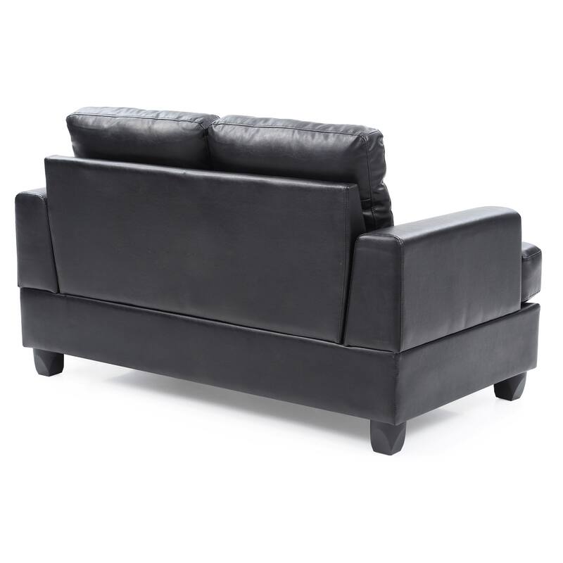 Flared Arm Faux Leather Tufted 6-Panel Straight Sofa - 58" - Black