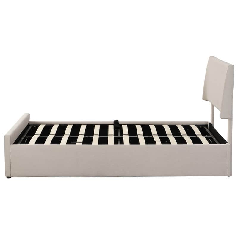 Full Size Upholstered Platform Bed with Side Lift Hydraulic Storage