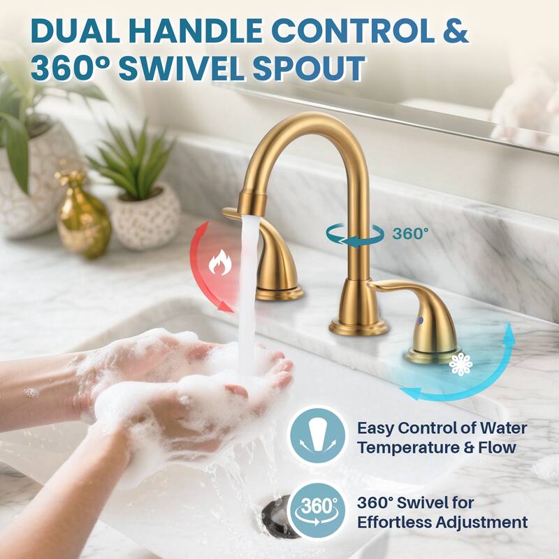 WOWOW 8 in. Widespread Double Handle Bathroom Faucet