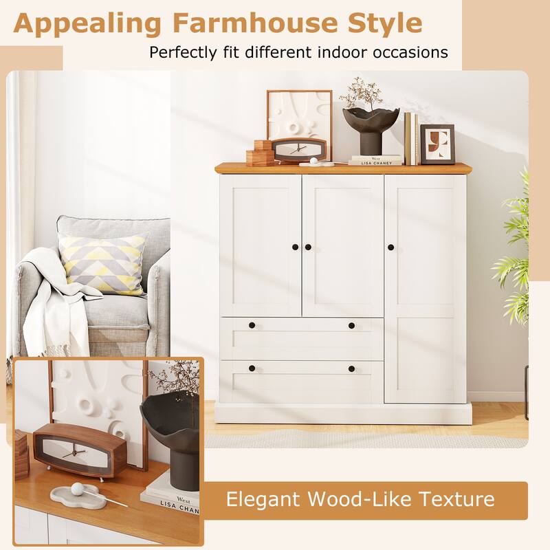 Gymax Sideboard Buffet Cabinet Kitchen Pantry Hutch Storage Cabinet