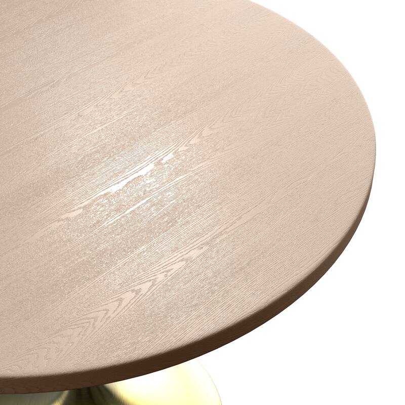 LeisureMod Verve 36" Round Dining Table with MDF Wood TableTop and Brushed Gold Base for Kitchen & Dining Room