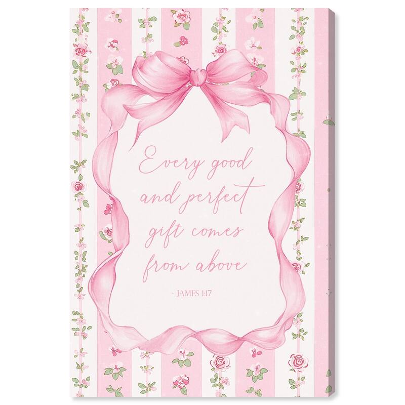 Good and Perfect Gift Bow Canvas by Art Remedy, Gallery Wrapped - 36" x 54"