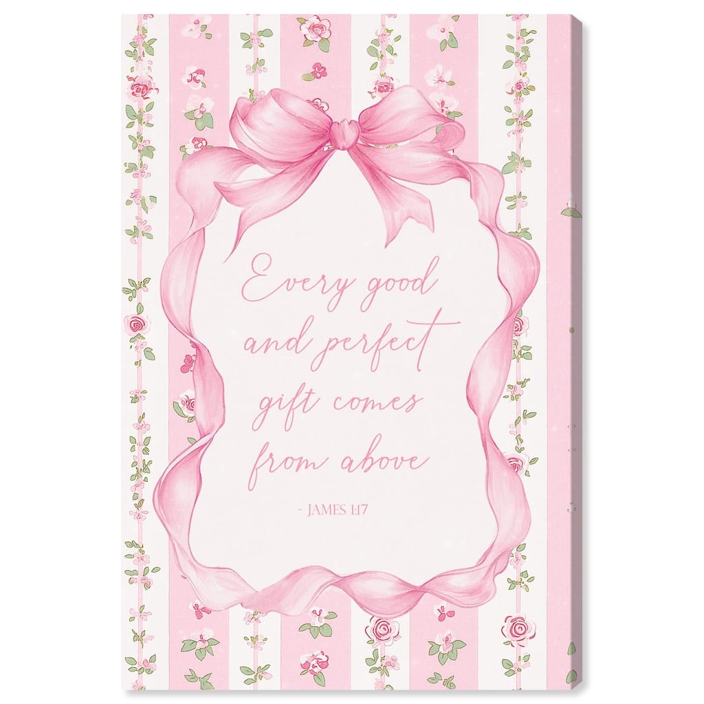 Good and Perfect Gift Bow Canvas by Art Remedy, Gallery Wrapped