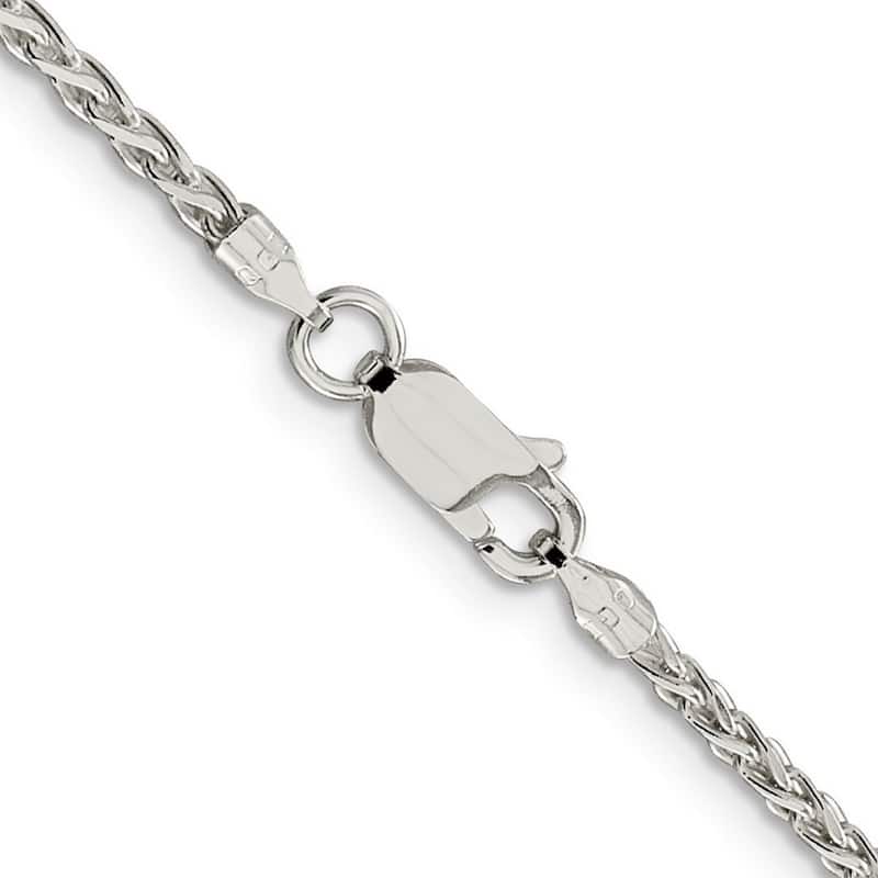 Curata 925 Sterling Silver 2mm Diamond Cut Spiga Chain Necklace