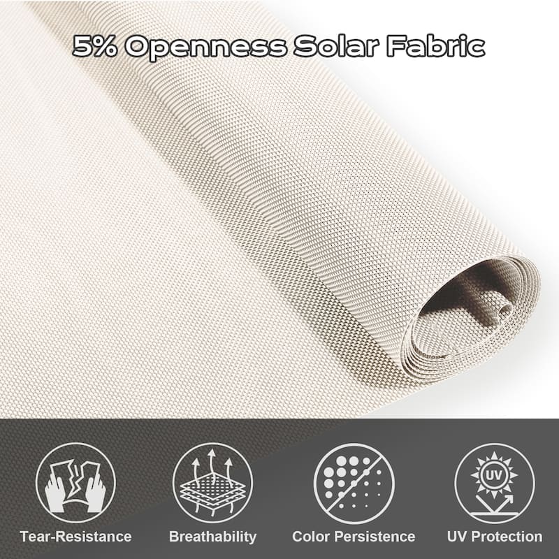 Aoodor 5% Openness Cordless Solar Fabric Roller Shade, 95% UV Protection Blinds