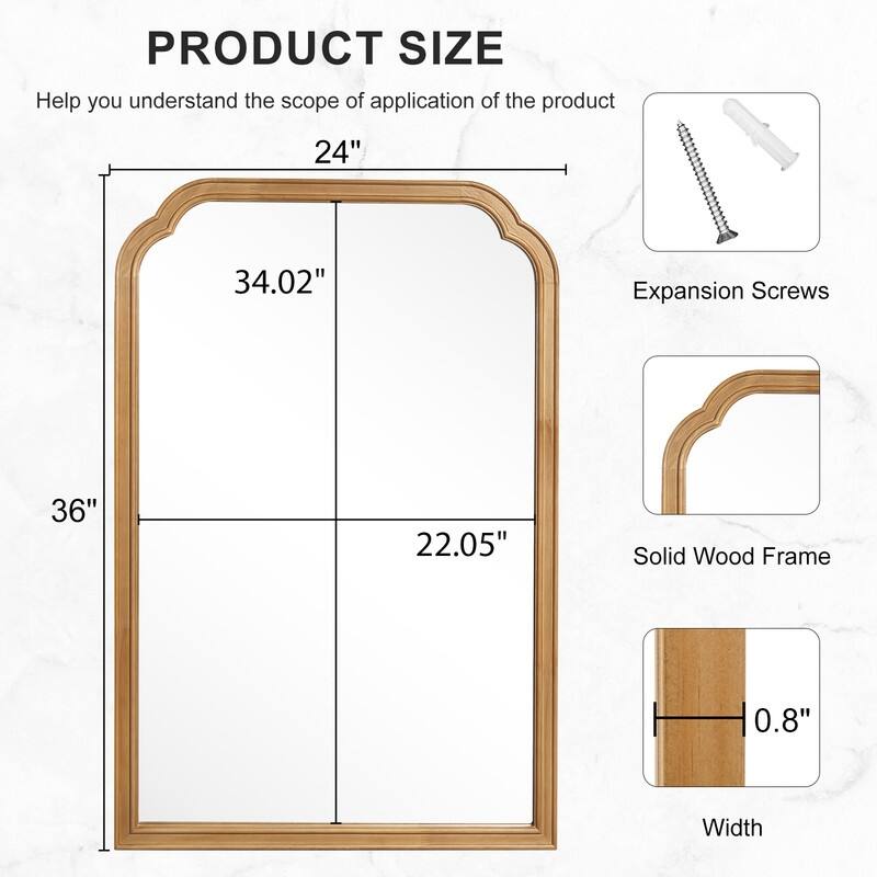 Top Corner Scalloped Rectangle Decorative Farmhouse Wall Mirror