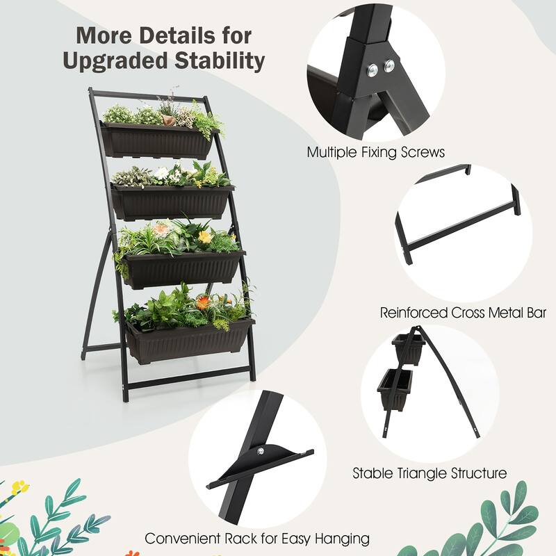 Costway 5 FT 4-Tier Vertical Raised Garden Bed Elevated Planter Box - See Details
