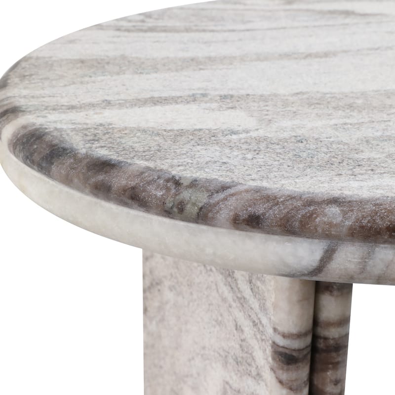 Stone Accent Table with Pedestal Base Modern Design - 24" White - 20" x 15" x 24"