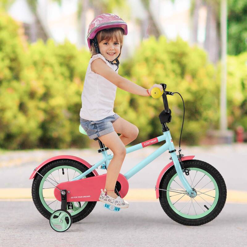 Costway 14" Kids Bike with Adjustable Saddle Handlebar Removable