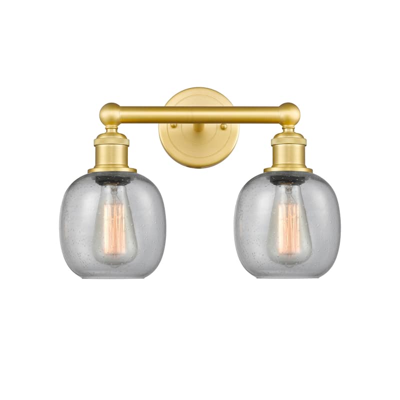Innovations Lighting 616-2W-12-15 Belfast Vanity Belfast 2 Light 15" - Satin Gold / Seedy