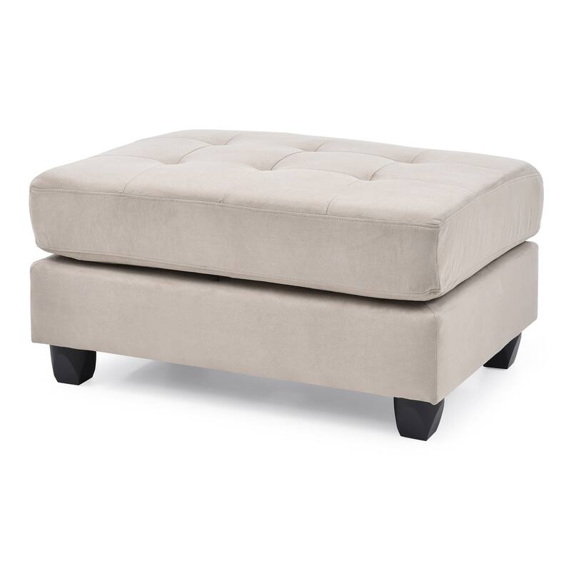 Upholstered Tufted Ottoman - 38" - Beige