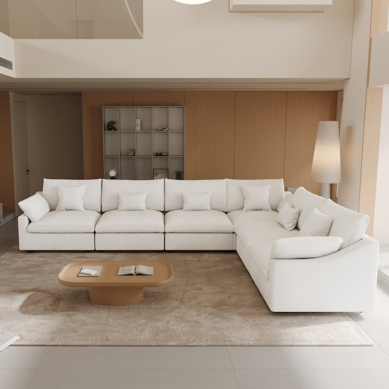 Large Linen Corner Sectional Sofa Couch for Living Room Set