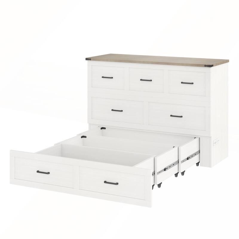 Murphy Bed Cabinet with Charging Station for Guest Room and Small Bedroom