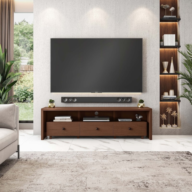 Urban Designs Elegant TV Stand For TVs Up To 75 Inches With Storage - Brown