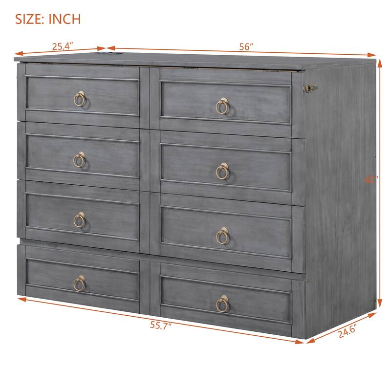 Murphy Bed with Versatile Storage & Large Drawers