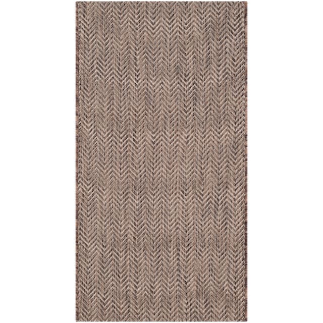 SAFAVIEH Courtyard Carolann Indoor/ Outdoor Waterproof Patio Backyard Rug - 2' x 5' - Brown/Beige
