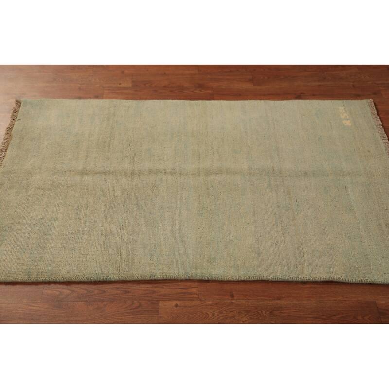 Modern Gabbeh Oriental Rug Handmade Solid Wool Carpet - 2'7" x 4'0"