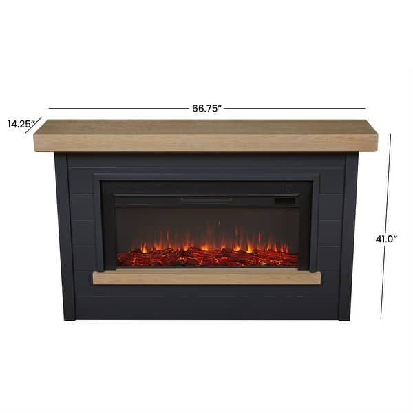dimension image slide 3 of 4, Real Flame Bernice Electric Landscape Fireplace 67"
