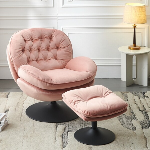 Modern Single Sofa Chair With Ottoman Comfy Single Leisure Sofa