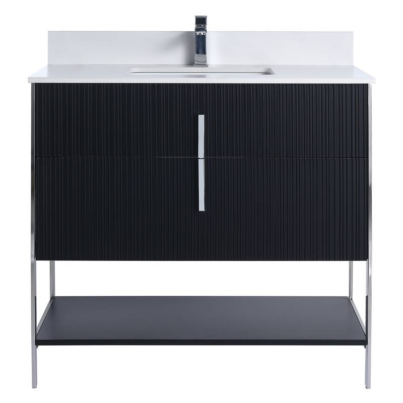 Fine Fixtures Serenity Modern Bathroom Vanity with White Stone Top