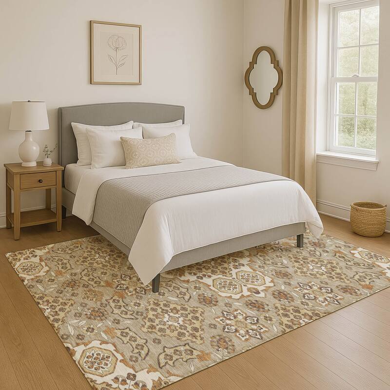 Premium Washable Super Soft Classic Traditional Mayfield Rug - Taupe - 5' x 7'6"