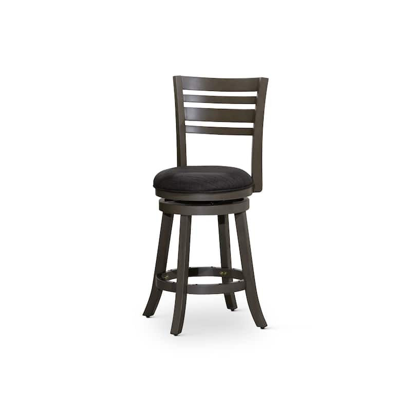 DTY Indoor Living Granby 4-Slat Back Swivel Stool - Weathered Gray Finish/Charcoal Fabric - Counter Height - 23-28 in.