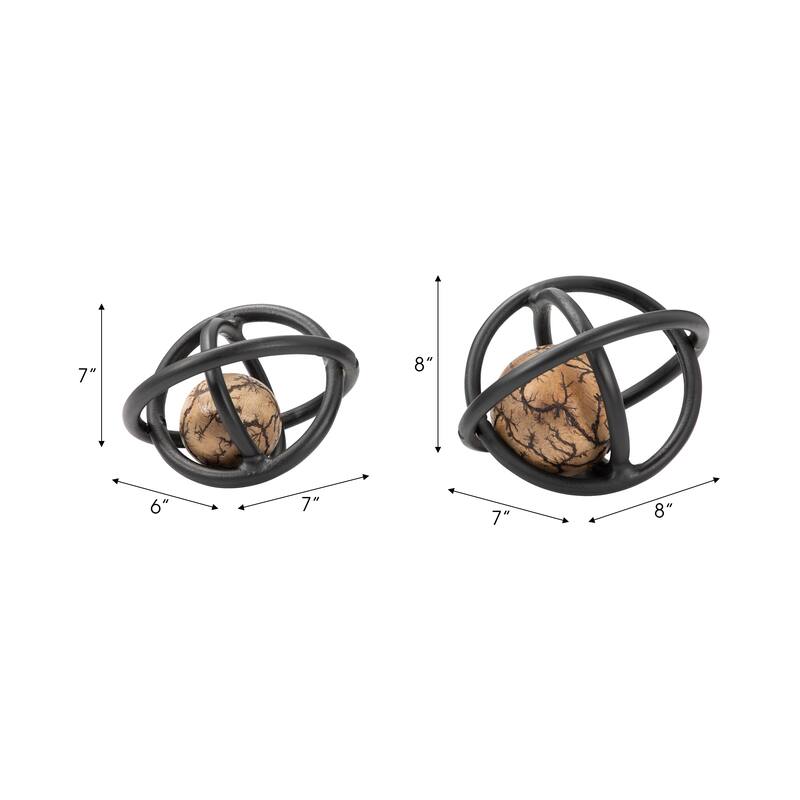 Sagebrook Home 7/8" Solaro Metal Orbs, Decorative Centerpiece Home Decor Accents, Set of 2