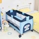 preview thumbnail 1 of 10, Costway Baby Crib Playpen Playard Pack Travel Infant Bassinet Bed Blue - Steel