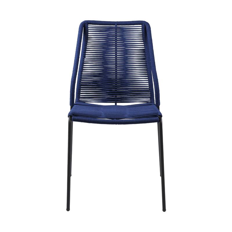 Clip Rope and Steel Indoor Outdoor Stack Dining Chairs - Set of 2