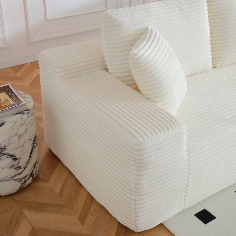 125'' U-Shaped Corduroy Sectional Sofa with Cup Holders, USB Ports and 2 Ottomans