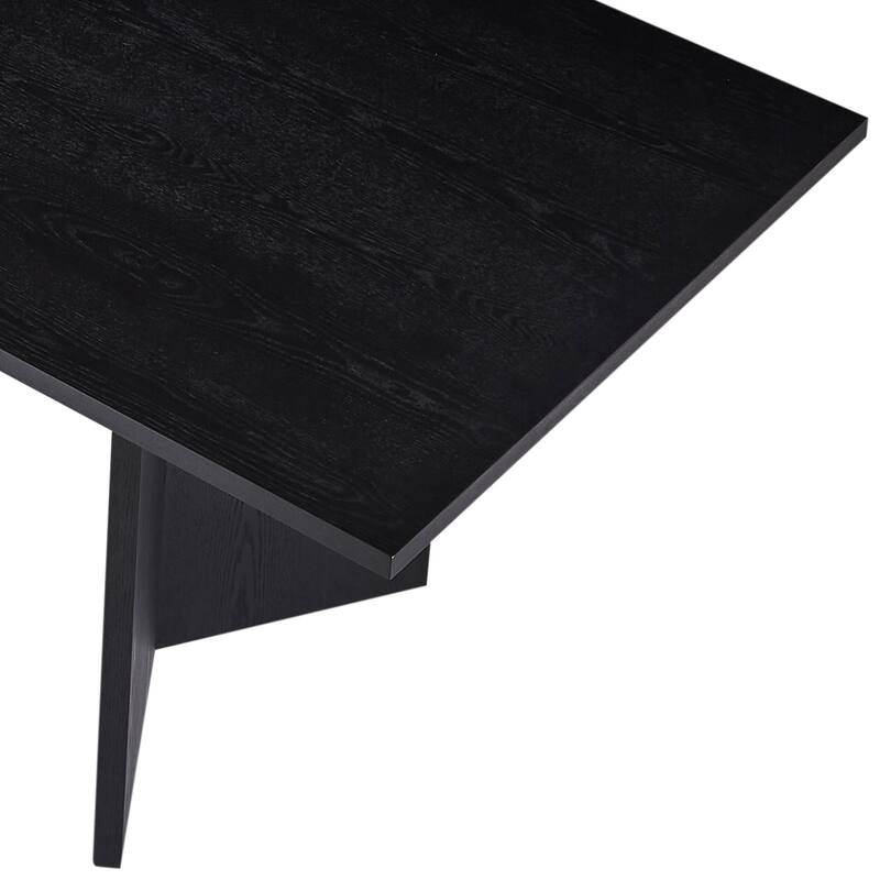 Black Wood Grain Rectangular Dining Table with Butterfly Legs Seats 4-6 - 79"