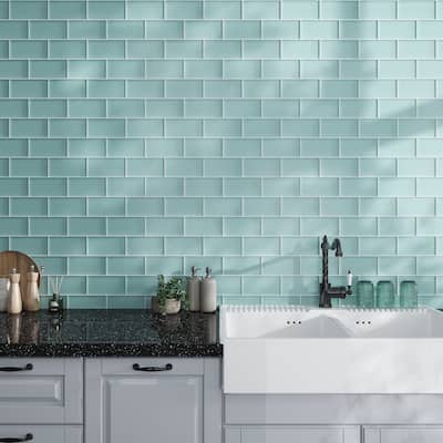 Apollo tile 3" x 6" Colorway Matte Sky Blue Glass Tile (5 sq ft/case) - 40 Pack