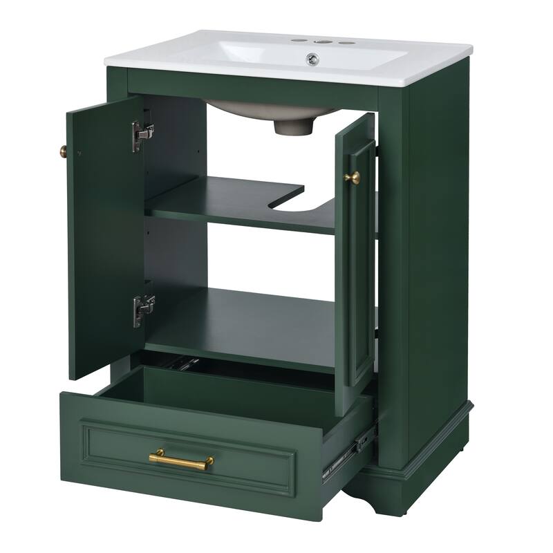 Bathroom Vanity with Sink, Bathroom Storage Cabinet with 1 Drawer and 2 Doors, Bathroom Vanities with Adjustable Shelf