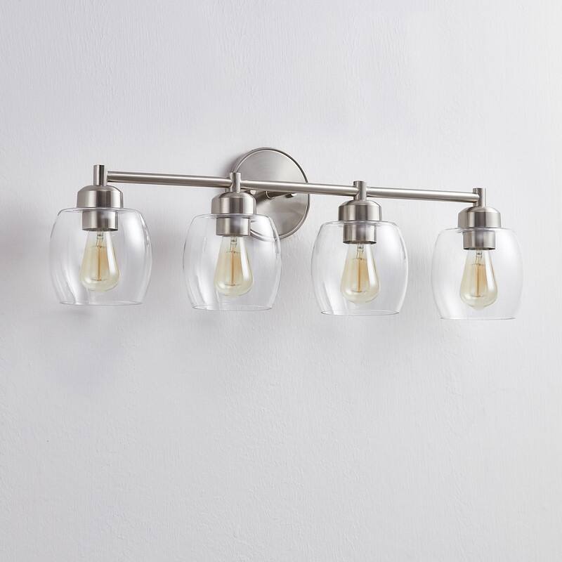 KAWOTI 4-Light Dimmable Bathroom Vanity Light with Glass Shade