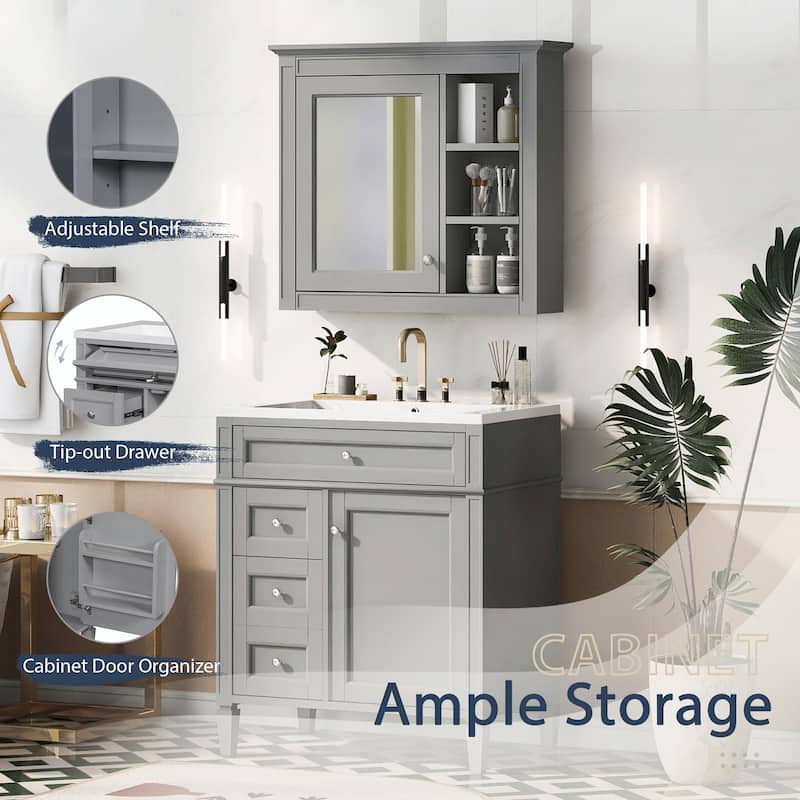 30'' Bathroom Vanity Set with Mirror Cabinet