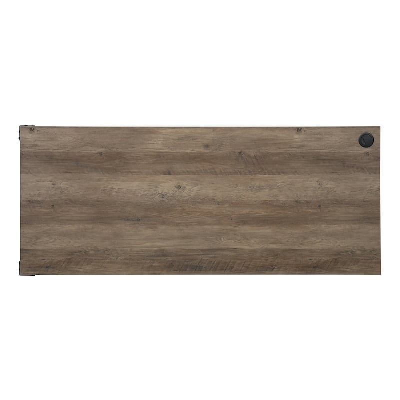 GDFStudio - Amanda Zakwani Rustic Oak & Black Finish L-Shaped Writing Desk with Storage and Farmhouse Touch