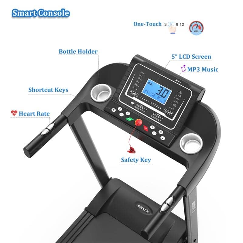 Home Foldable Treadmill with Incline,5" LCD Screen 250 LB Capacity,MP3